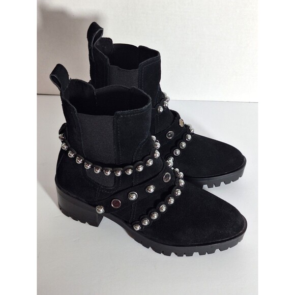 Karl Lagerfeld Shoes - Karl Lagerfeld Paris Black Pia Faux Pearl Studded Suede Ankle Boots Sz 7.5B Goth